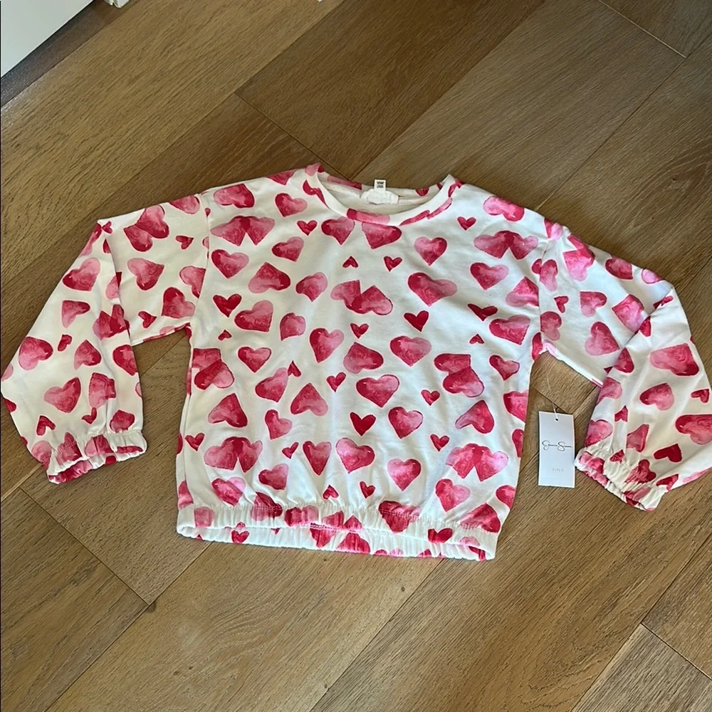 Jessica Simpson Heart Print Kids Sweatsuit - Elastic top & bottom - Picture 2 of 5